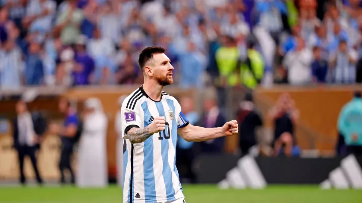 Lionel Messi celebrating in Argentina jersey Lionel Messi celebrating in Argentina jersey
