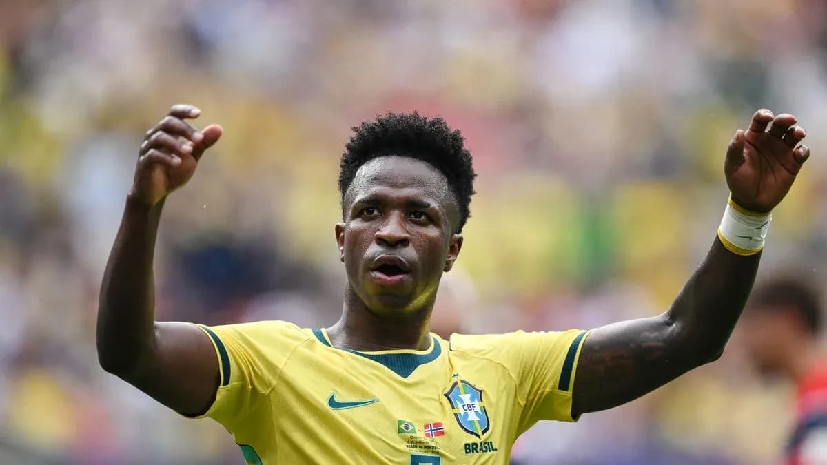Brazilian player celebrating during a football match Brazilian player celebrating during a football match