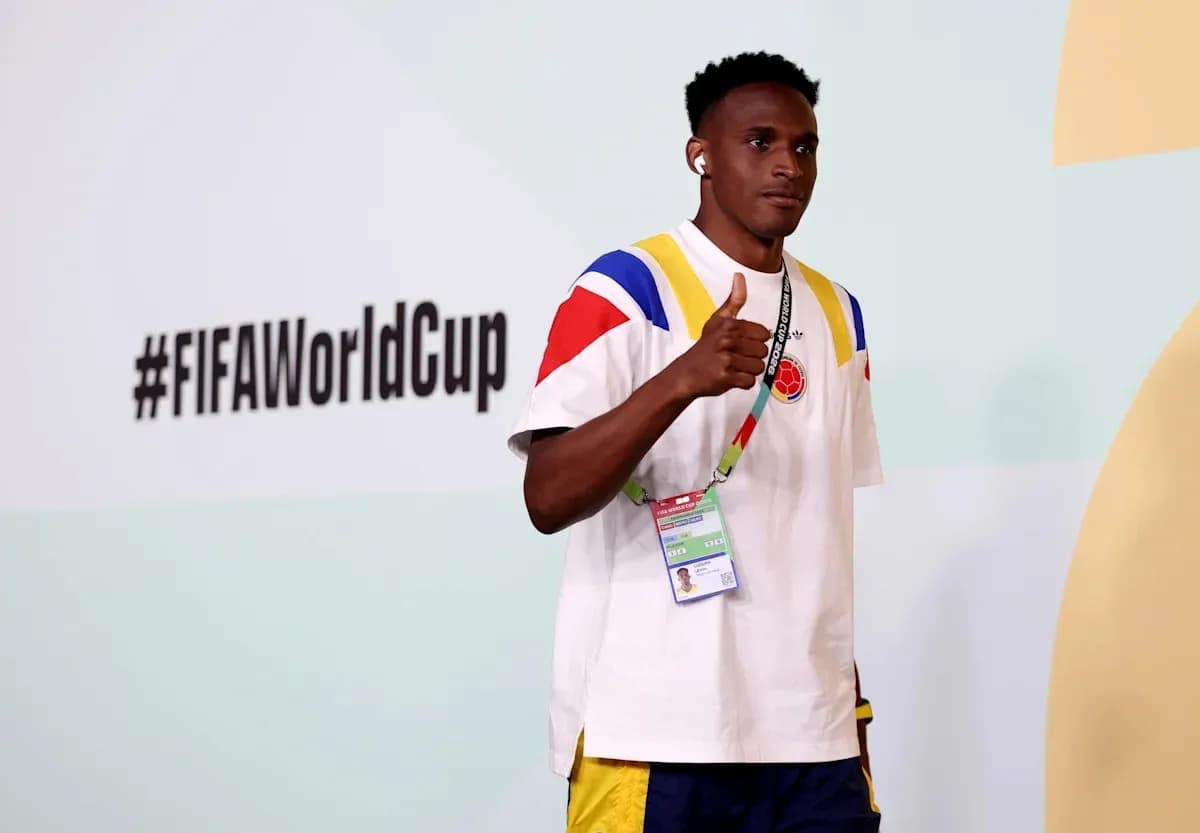 Player giving thumbs up at FIFA World Cup venue Player giving thumbs up at FIFA World Cup venue