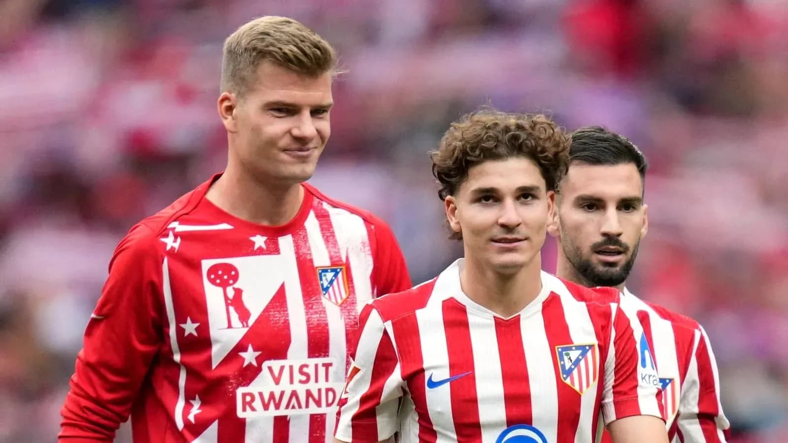 Atletico Madrid players on the pitch before match Atletico Madrid players on the pitch before match