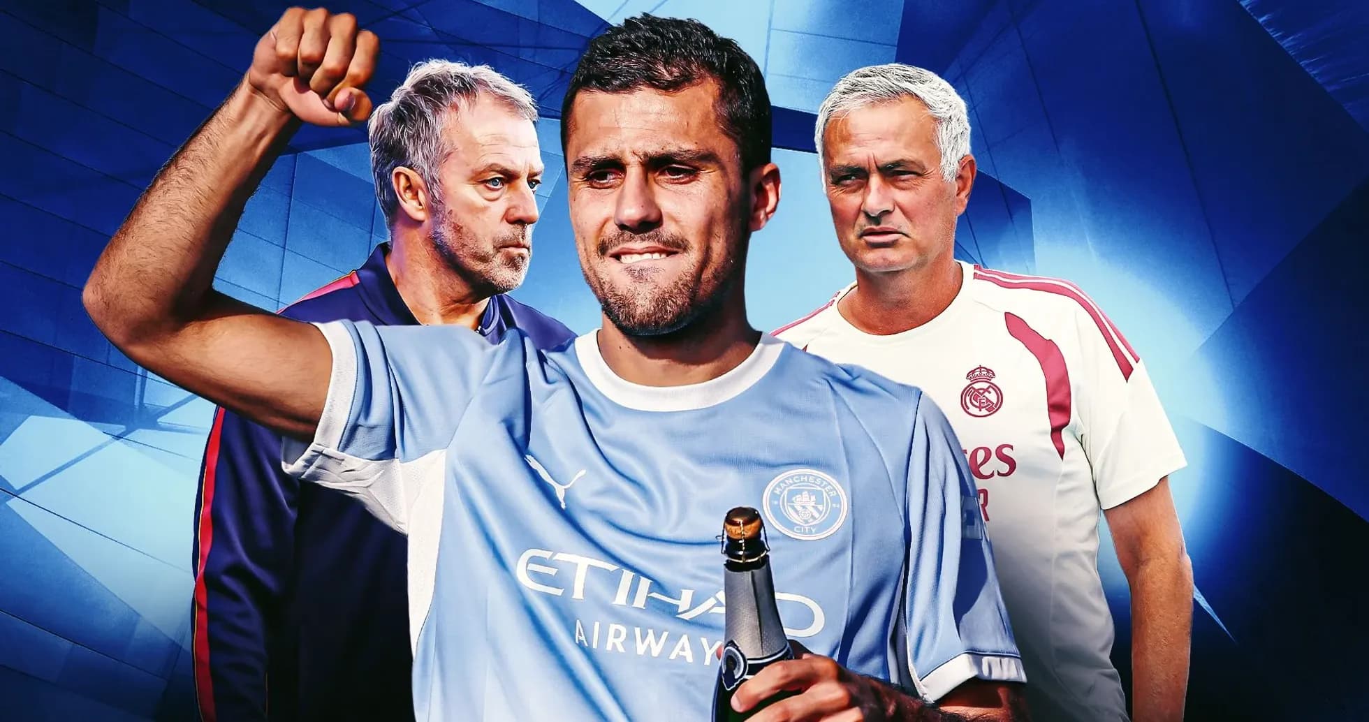 Football player celebrating with champagne, coaches behind Football player celebrating with champagne, coaches behind